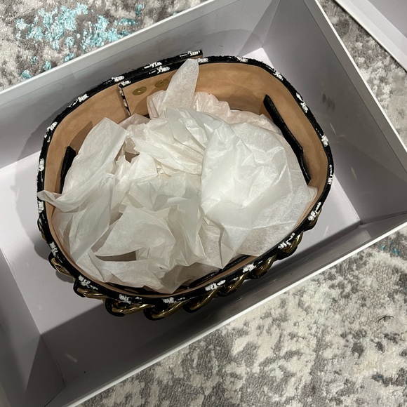 BALMAIN WOMENS BELT tweed and leather with gold chain details size 34 - Picture 5 of 8